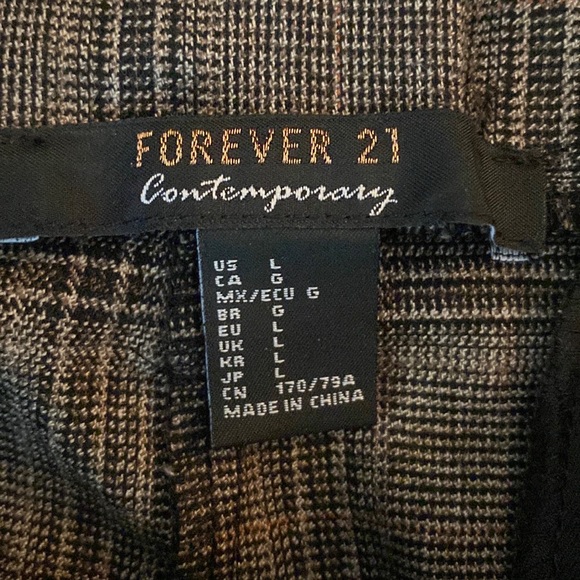 Forever 21 Women's High-Rise Plaid Belted Wide Leg Pants Large - Picture 3 of 6